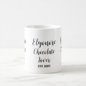 Chocolade Liefhebber Zwarte Script Gepersonaliseer Koffiemok (Center)
