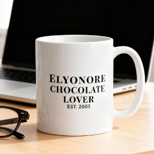 Chocolade Liefhebber Zwarte Script Gepersonaliseer Koffiemok
