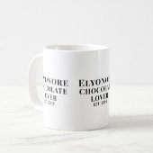 Chocolade Liefhebber Zwarte Script Gepersonaliseer Koffiemok (Voorkant links)