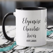 Chocolade Liefhebber Zwarte Script Gepersonaliseer Mok