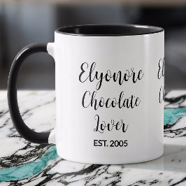 Chocolade Liefhebber Zwarte Script Gepersonaliseer Mok