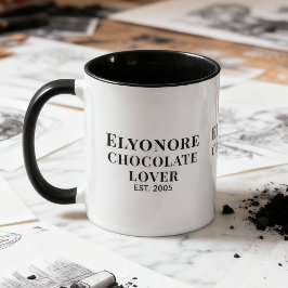 Chocolade Liefhebber Zwarte Script Gepersonaliseer Mok