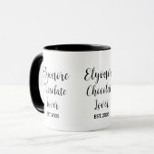 Chocolade Liefhebber Zwarte Script Gepersonaliseer Mok (Voorkant links)