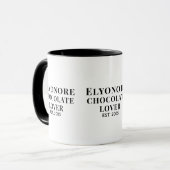 Chocolade Liefhebber Zwarte Script Gepersonaliseer Mok (Voorkant links)