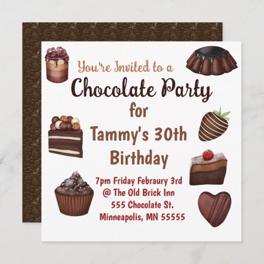 Chocolade Liefhebbers Feest Kaart (Voorkant / Achterkant)