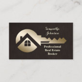 Chocolade Linen Gold Key Real Estate Visitekaartje (Voorkant)