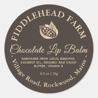 Chocolade Lip Balm Label Gold Cacao Bean Handgemaa