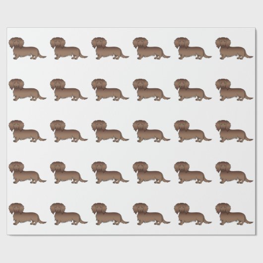 Chocolade Long Hair Dachshund Cute Dog Patroon Cadeaupapier (Vlak)
