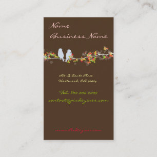 Chocolade+lovebirds op een tak/DIY kleur Visitekaartje