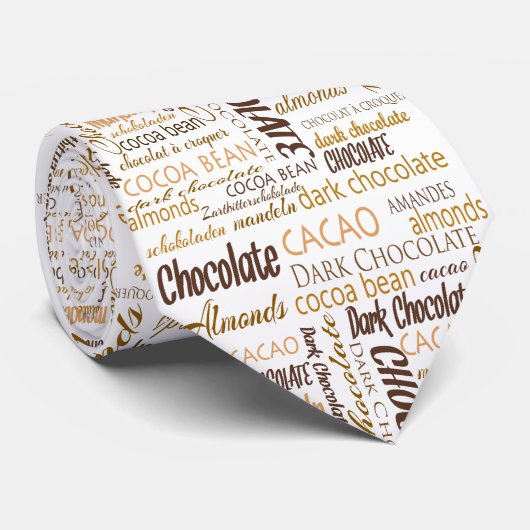 Chocolade Lover Multilingual Typography Word Cloud Stropdas (Opgerold)