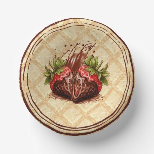 Chocolade lover's bowl, Chocolade dip aardbei Papieren Kommen (Voorkant)