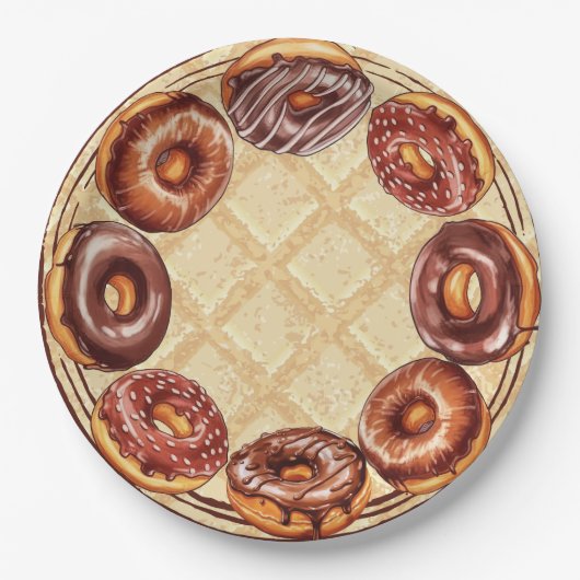 Chocolade lover's papier bord, Chocolade donut Papieren Bordje (Voorkant)