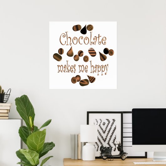 Chocolade maakt me gelukkig poster (Thuiskantoor)