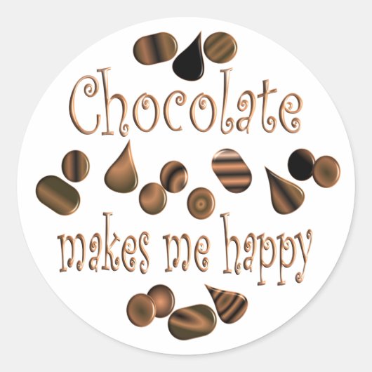 Chocolade maakt me gelukkig ronde sticker (Voorkant)