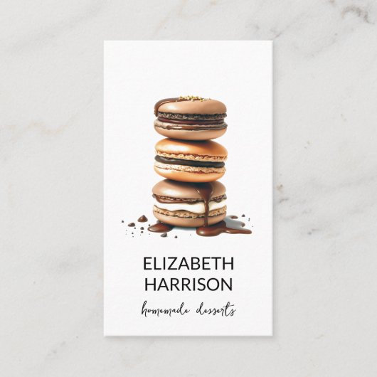 Chocolade Macarons Zelfgemaakte Desserts Pastry Ch Visitekaartje (Voorkant)