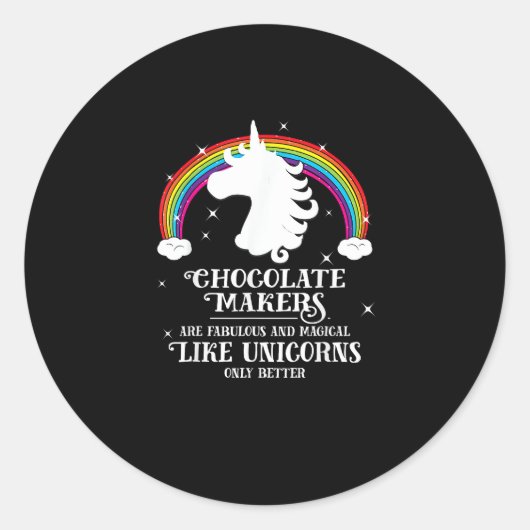 Chocolade Maker Fabulous Magisch Als Eenhoorns Pre Ronde Sticker (Voorkant)