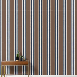 Chocolade & Marineblauwe Dubbele Rugby Streep Behang