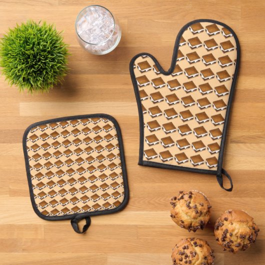 Chocolade Marshmallow S'mores Summer Camp Treat Ovenwant & Pannenlap Set (Top down)