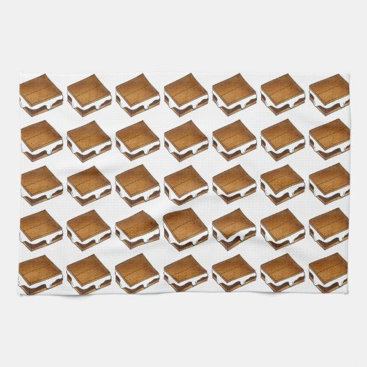 Chocolade Marshmallow S'mores Summer Camp Treat Theedoek (Horizontaal)