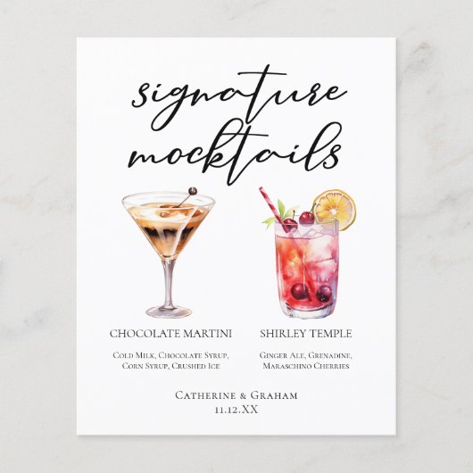 Chocolade Martini Shirley Temple Mocktails Menu (Voorkant)