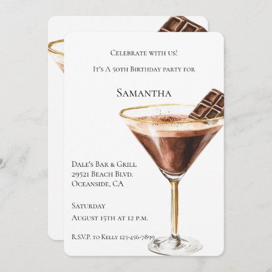 Chocolade Martini Verjaardag Kaart (Voorkant / Achterkant)