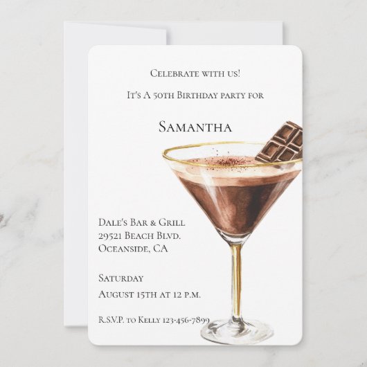 Chocolade Martini Verjaardag Kaart (Voorkant)