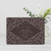 Chocolade Mauve Bladeren Botanische Bruidsdouche Kaart (Staand voorkant)
