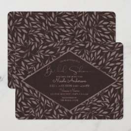 Chocolade Mauve Bladeren Botanische Bruidsdouche Kaart