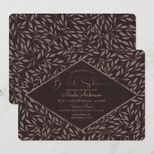 Chocolade Mauve Bladeren Botanische Bruidsdouche Kaart