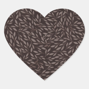 Chocolade Mauve Roze Bladeren Botanische Bruiloft Hart Sticker
