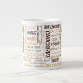 Chocolade Meertalige Typografie Word Cloud Grote Koffiekop (Voorkant)