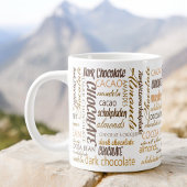 Chocolade Meertalige Typografie Word Cloud Grote Koffiekop