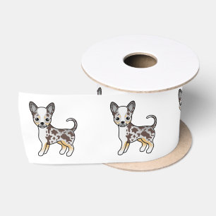 Chocolade Merle Gladharige Chihuahua Cartoon Hond Satijnen Lint