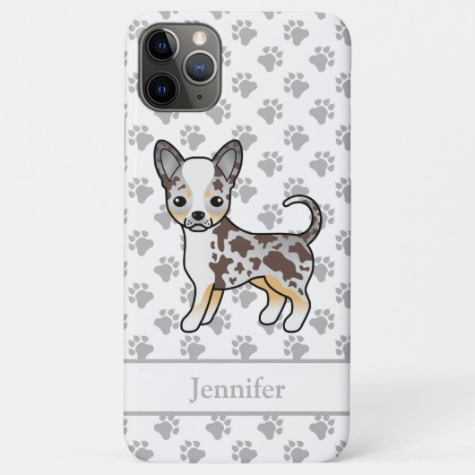 Chocolade Merle Gladharige Chihuahua Hond & Naam Case-Mate iPhone Case (Achterkant)