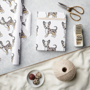 Chocolade Merle Gladharige Chihuahua Hond Patroon Cadeaupapier
