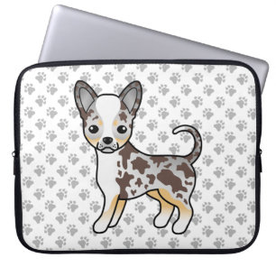 Chocolade Merle Gladharige Chihuahua Hond & Pootje Laptop Sleeve