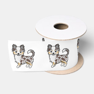 Chocolade Merle Lange Jas Chihuahua Cartoon Hond Satijnen Lint
