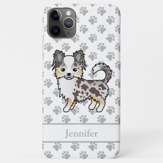 Chocolade Merle Lange Jas Chihuahua Hond & Naam Case-Mate iPhone Case (Achterkant)