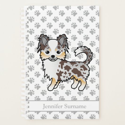 Chocolade Merle Lange Jas Chihuahua Hond & Tekst Planner (Voorkant)