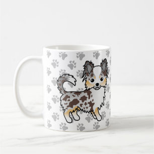 Chocolade Merle Lange Vacht Chihuahua Hond & Pootj Koffiemok