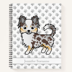 Chocolade Merle Lange Vacht Chihuahua Hond & Tekst Notitieboek