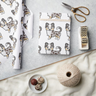Chocolade Merle Langharige Chihuahua Hond Patroon Cadeaupapier