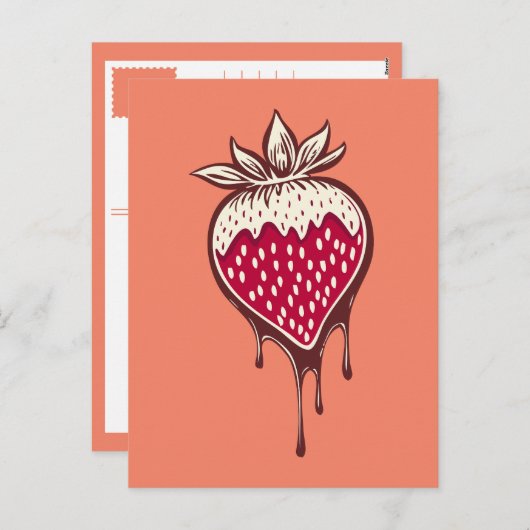 chocolade met aardbei feestdagenkaart (Voorkant / Achterkant)