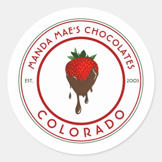 chocolade met aardbei ronde sticker (Voorkant)