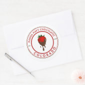 chocolade met aardbei ronde sticker (Envelop)