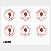 chocolade met aardbei ronde sticker (Vel)