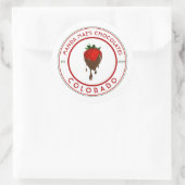 chocolade met aardbei ronde sticker (Tas)