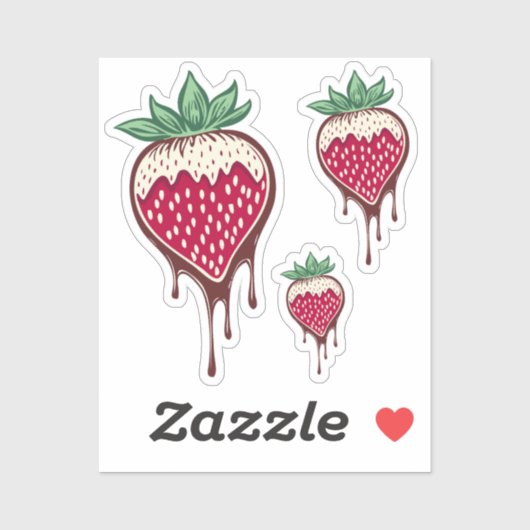 chocolade met aardbei sticker (Vel)