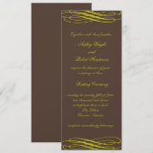 Chocolade met Golden Ribbons Wedding Invitation Kaart (Voorkant / Achterkant)