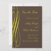 Chocolade met Golden Ribbons Wedding Invitation Save The Date (Voorkant)